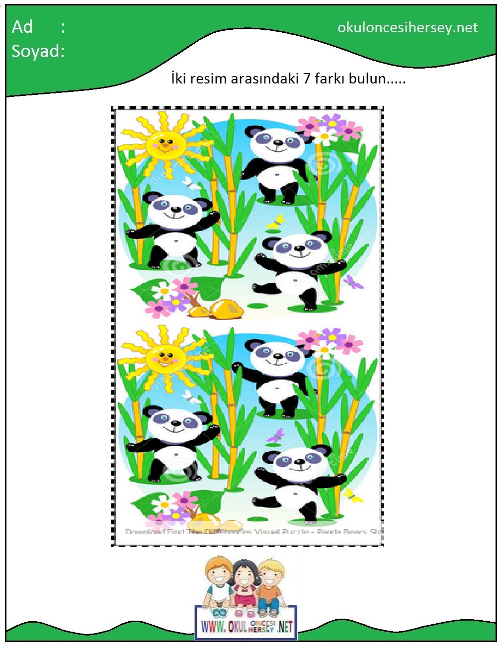 okul öncesi İki Resim Arasındaki Farkı Bul